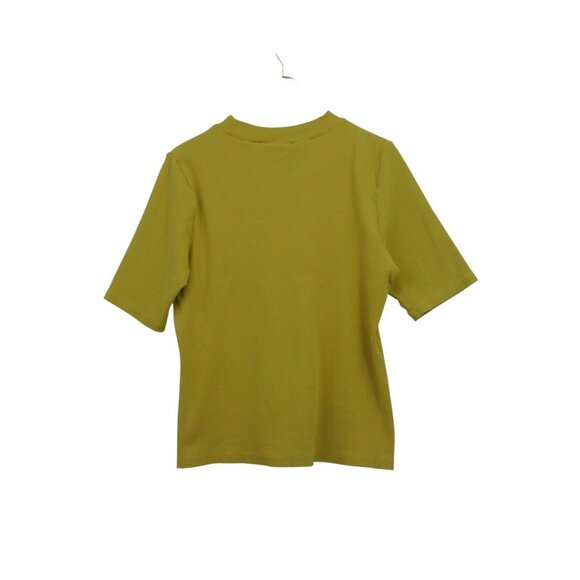 Maeve by Anthropologie Ribbed Textured Short Sleeve Tee Yellow Women’s Size L - Picture 4 of 6